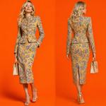 Роскошный хлопковый костюм с юбкой "Golden Paisley Couture"