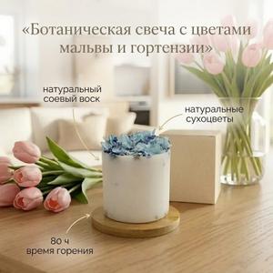 Характеристики товара:
Состав: 100 % натуральный соевый воск, ароматические масла, высокопрочный гипс
Время горения: до 80 часов
Размеры: ширина — 5,5 см, высота — 8 см
Аромат: цветочно‑медовый
Цвет: синий, голубой
Страна производства: Россия