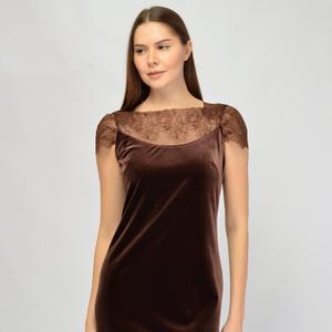 20388-кор Бархатное вечернее платье с гипюрром 44-56 р.