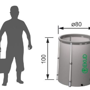 Складная емкость EKUD 500 л. (высота 100 см.) в пропорции с человеком