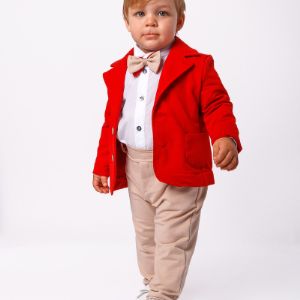 Красный трикотажный костюм CHADOLLS для мальчика. Доступные размеры: 80, 86, 92, 98, 104, 110, 116, 122