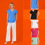 Элегантная хлопковая блуза / футболка с V-образным вырезом