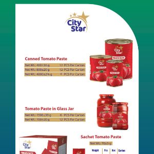 City Star Tomato Paste
Iranian Tomato paste available for Export

Packing: Canned Wt.: 400 g, 800 g, 4000 g.
packing: Glass Jar Wt.: 700 g, 1500 g.

Export Department

Mobile / WhatsApp: +
Email: 


