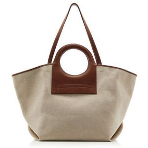 Женская вместительная сумка в комбинации натуральная кожа+ткань.