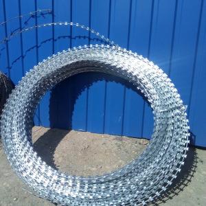 Современная колючая проволока  ЗАКЛ (Завальцованная Армированная Колючая Лента) – представляет собой колючую ленту завальцованную вокруг стального сердечника. Поставляется в бухтах по 200м/п. Предназначена для установки в одну нить или в виде спирали посредством растягивания бухты на необходимую длину.