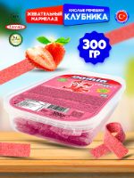 Жевательный мармелад "Кислые ремешки" вкус клубника, вес 300 грамм 1948_клубника_ремешки