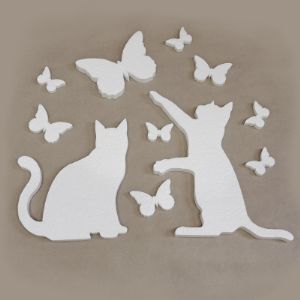 Заготовка для творчества из пенопласта набор Коты и бабочки