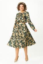 Платье женское SWALLOW 880 Темно-зеленый, принт "золотые листья" 25C0880