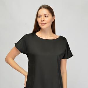 10439-черБлузка атласная Вискоза 65% Полиэстер 35%