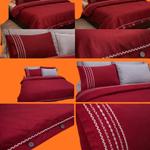 Комплект Постельного Белья из Органического Хлопкового Сатина (Бордовый и Серый)