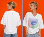 Премиальная Oversize футболка White V-Neck из хлопка с эластаном