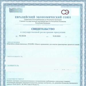 Пример: СГР очиститель стекол, от Российского органа Калмыкии