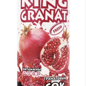 KING GRANAT  - это натуральный сок из граната, который отличается не только своим вкусом, но и полезными свойствами для здоровья человека. Гранат - это настоящий кладезь витаминов и полезных веществ, которые помогают укрепить иммунную систему, улучшить работу сердечно-сосудистой системы и пищеварения.

В составе сока KING GRANAT присутствуют витамины С, А, Е, а также калий, железо, магний и фолиевая кислота. Все эти вещества помогают улучшить здоровье кожи, волос и ногтей, а также повысить уровень гемоглобина в крови.

Одним из главных преимуществ сока KING GRANAT является его упаковка в алюминиевой банке. Это позволяет сохранить все полезные свойства сока на дольший период времени и защитить его от негативного воздействия окружающей среды. Также алюминиевая банка обеспечивает легкий и удобный способ хранения и транспортировки сока.

Уникальность продукта заключается в том, что он изготавливается только из свежих и качественных гранатов, без добавления консервантов и красителей. Это позволяет сохранить все полезные свойства граната и получить настоящий нектар для здоровья.

Если вы хотите укрепить свое здоровье и насладиться оригинальным вкусом граната, то сок KING GRANAT - это идеальный выбор для вас. Он не только полезен для здоровья, но и очень вкусен. Попробуйте его прямо сейчас и оцените все его преимущества!