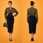 Роскошное Миди-Платье с Барочным Узором и Поясом