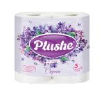 Туалетная бумага Plushe Deluxe Light 'Сирень", 4 рулона*15 м, 3 слоя, белый, фиолетовый, ароматизация, 12 в упаковке 3012