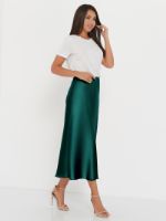 Шелковая юбка трапеция ANNA Collection цвет изумрудный 15996544