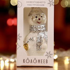 Формовая игрушка на елку из стекла &#34;Снеговик&#34;
