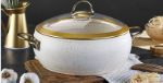 Ivory Color Saucepan with Gold Lid