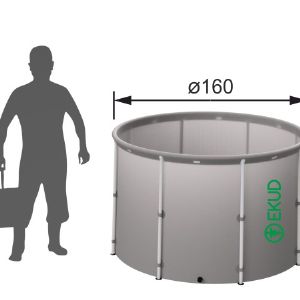 Складная емкость EKUD 2000 л. (высота 100 см.) в пропорции с человеком