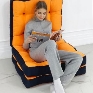 Пуф-кресло-матрас Цвет: Оранжевый-черный