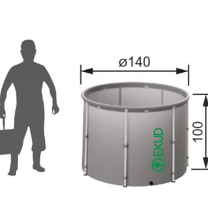 Складная емкость EKUD 1500 л. (высота 100 см.) в пропорции с человеком