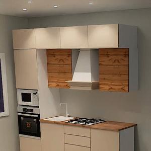 Кухонный гарнитур Виктория 2400 мм, Кашемир/ дуб