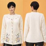 Роскошный ангорский кардиган с цветочной вышивкой