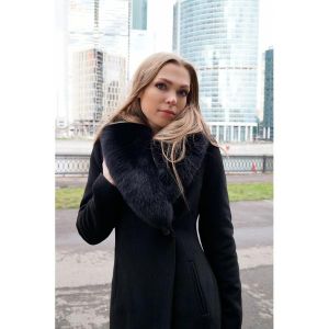 Зимнее пальто Классик. Зимнее пальто Бархат, 100% шерсть, мех чернобурка