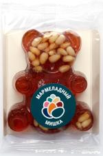 МАРМЕЛАД сосновый "МИШКА" (90гр): С КЕДРОВЫМИ ОРЕХАМИ (флоупак, подложка) КА-00003467