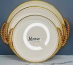 RA-4117 Поднос круглый пластик Белый с золотом 33 см RA-4117