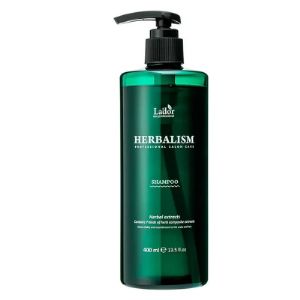 Lador Herbalism Shampoo, 400 мл
Шампунь для волос La&#39;dor Herbalism Shampoo успокаивает кожу головы и избавляет от выпадения волос. Преимущества использования Функциональный шампунь содержит 7 видов травяных экстрактов, которые способствуют остановить выпадение волос и питают поврежденные волосы. Функциональный шампунь от выпадения волос: помогает остановить выпадение волос, воздействуя на кожу головы на основе таких функциональных ингредиентов, как салициловая кислота, декспантенол и ниацинамид.

Содержит 7 видов травяных экстрактов, которые успокаивают и освежают кожу головы.

20 видов аминокислот питают поврежденные волосы.

Бессиликоновый уход за волосами: обеспечивает естественную мягкость и блеск благодаря растительных экстрактам и аминокислотам в составе.

Способ применения
Смочите волосы и кожу головы теплой водой, затем нанесите достаточное количество шампуня (3-5мл), помассируйте и тщательно смойте теплой водой. Для ежедневного применения.

Состав
Purified Water, Sodium C14-16 Olefin Sulfonate, Coco-Betaine, Glycerin, Butylene Glycol, Decyl Glucoside, Cocamide MEA, Capryl Hydroxamic Acid, Methylpropanediol, Cynanchum Atratum Extract, Guar Hydroxypropyltrimonium Chloride, Panthenol, Salicylic Acid, Citric Acid, Disodium EDTA, Niacinamide, Ethylhexylglycerin, Arginine, Leucine, Tryptophan, Lysine, Isoleucine, Threonine, Methionine, Histidine, Asparagine, Alanine, Proline , Glutamic Acid, Glutamine, Glycine, Valine, Phenylalanine, Aspartic Acid, Tyrosine, Serine, Cystine, Rehmannia Root Extract, Cornus Fruit Extract, Japonica Root Extract, Alisma Orientale Tuber Extract, Poria Cocos Scletorum Extract, Paeonia Suffructosa Root Extract, Hamamelis Virginia Leaf Extract, Salvia Leaf Extract, Melissa Leaf Extract, Peppermint Extract, Lavender Flower Extract, Houttuynia Cordata Extract, Eucalyptus Leaf Extract, Soy Bean Extract, Ginger Root Extract, Turmeric Root Extract, Chlorophyllin-Copper Complex, Benzyl Benzoate, Limonene , Linaleul, fragrance.