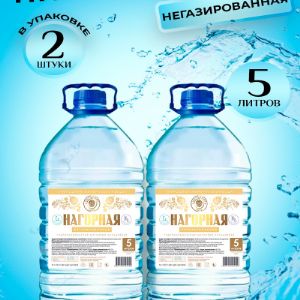 Вода &#34;Нагорная&#34;, природная минеральная, гидрокарбонатная магниево-кальциевая, объем 5,0 литра, бутылка ПЭТ, упаковка из 2 штук, с ручкой для переноски