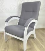 Кресло велюровое со спинкой бело-серое S30120002