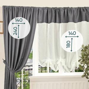 Представляем вашему вниманию стильные и практичные шторы от бренда ГАЛАНТ, которые станут идеальным дополнением к вашему интерьеру. Этот комплект из двух штор, выполненных из плотной ткани блэкаут, создаст уютную атмосферу в вашей кухне, защищая от яркого солнца и любопытных взглядов. Шторы износостойкие и не мнутся, что очень удобно в ежедневном использовании. Классический стиль и элегантный рисунок "рогожка" в цвете графит прекрасно впишутся в любой дизайн. Благодаря шторной ленте, установка штор не составит труда. Комплект дополнен стильным подхватом, который добавит изюминку вашему окну. Шторы имеют размеры 140х240 см и 140х180 см, что идеально подходит для окон с балконной дверью. Создайте уютную и стильную атмосферу на своей кухне с помощью этих замечательных штор!