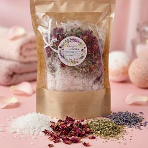 Крымский сувенир "Дыхание Ялты" - 200гр. Соль розовая Крым Сасык-Сиваш + роза, лаванда, душица.