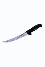 Нож Nusr_et. Разделочный изогнутый нож с желобчатой линией. (Черный) Малый
