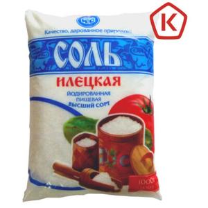 Соль пищевая молотая, йодированная, высший сорт, 1 помол, п/э пакет по 1 кг