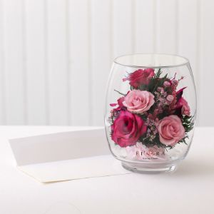 Лиловые и светло-розовые розы в среднем бутоне тюльпана