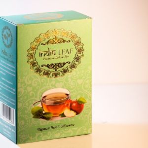 Цельный среднелистовой чай Ассам,кусочки яблока,изюм,обжаренный корень цикория и хлопья миндаля.