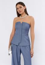 Топ-корсет MONRO из шерсти с шелком серо-голубого цвета THE CODE MONE