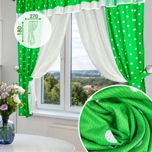 Представляем вам стильные короткие шторы на кухню от бренда ГАЛАНТ, которые станут прекрасным дополнением к вашему интерьеру! Модель выполнена из прочного и практичного репса, который не выгорает на солнце, быстро сохнет и легко стирается. Красивый рисунок в горошек в классическом стиле добавит уют и шарм вашей кухне. Комплект включает в себя две портьеры размером 270х180 см и два подхвата, которые подчеркнут элегантность штор. Ламбрекен, украшающий верхнюю часть штор, придает им завершенный вид и создает ощущение уюта. Шторы прекрасно подойдут для кухни, дачи или детской комнаты, создавая атмосферу тепла и комфорта. Благодаря шторной ленте, установка штор не составит труда.