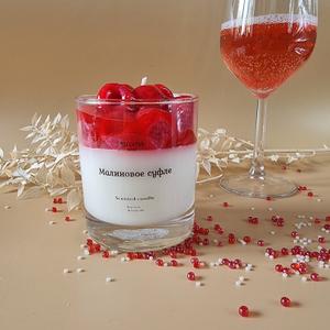 Десертная свеча ручной работы "малиновое суфле"