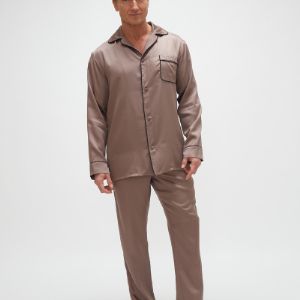 Пижама мужская из тенселя с брюками и рубашкой &#34;Какао&#34;