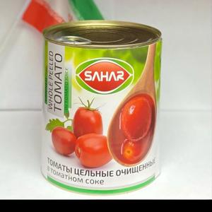 Состав: цельные очищенные помидоры,томатный сок(бриск мах 10),соль пищевая(1% мах). Масса 2800гр. Масса сухого вещества min 50%(1400г). Без консервантов и искусственных красителей.