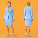 Элегантный костюм из винтажного голубого твида