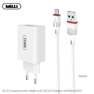 Сетевое зарядное устройство Milli Mi-11 QC3.0 + кабель MicroUSB