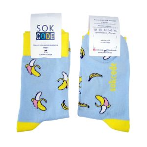 Носки женские бананы SOKCODE. Размер 37 - 40. Состав: 95% хлопок высшего сорта, 5% эластан.