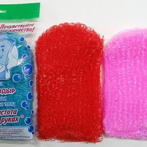 Губка банная жёсткая "Мойдодыр" изготовлена из полипропиленовой нити в различной цветовой гамме.