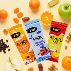 Фруктовые батончики BeOK ТМ BIO Elite без орехов. Вес батончика 30г. Боксы по 30шт.