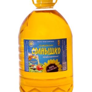 ТМ "Алтайское солнышко" 5 литров. Масло подсолнечное нерафинированное сорт высший по ГОСТу,